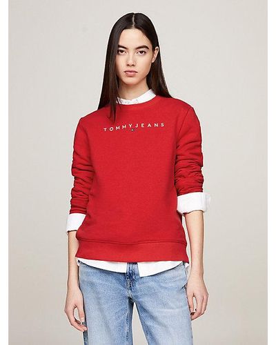 Tommy Hilfiger Essential Trui Met Ronde Hals En Logo - Rood