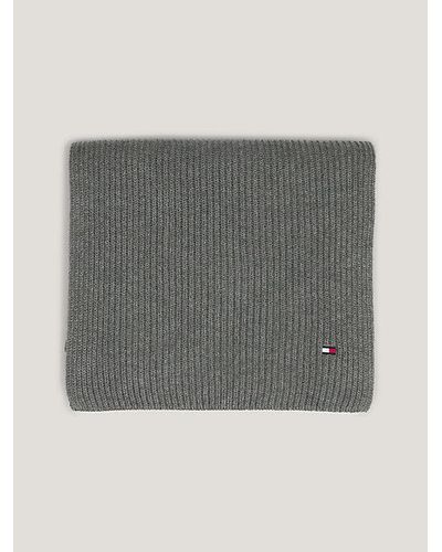 Tommy Hilfiger Essential Rippstrick-Schal mit Flag - Grau