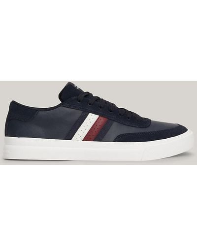Tommy Hilfiger Leather Signature Tape Trainers - Blue