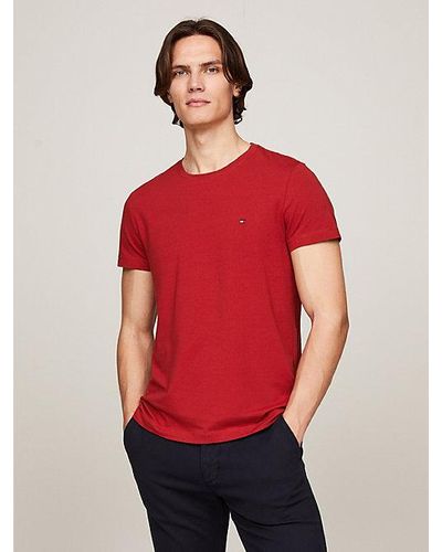 Tommy Hilfiger Extra Slim Fit T-Shirt mit aufgestickter Flag - Rot