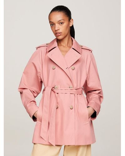Tommy Hilfiger Water Repellent Short Trench Coat - Pink