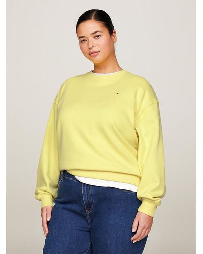 Tommy Hilfiger Curve Flag Embroidery Crew Neck Sweatshirt - Yellow