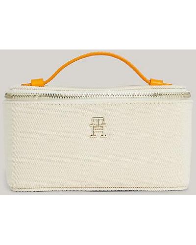 Tommy Hilfiger Kleine Canvas Toilettas Met Th-monogram - Naturel