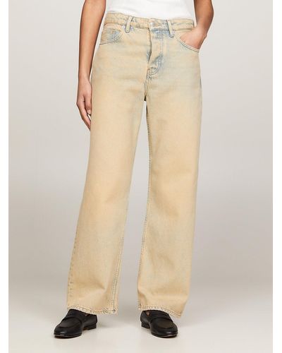 Tommy Hilfiger Th Monogram High Rise Straight Faded Jeans - Natural