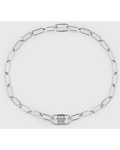 Tommy Hilfiger Th Monogram Stainless Steel Short Chain Necklace - White