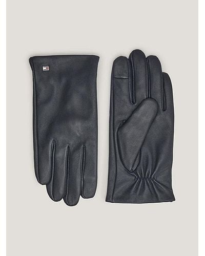 Tommy Hilfiger Essential Leren Handschoenen Met Vlag - Zwart