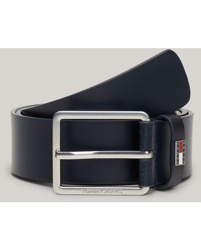 Tommy Hilfiger Logo Smooth Leather Belt - Blue