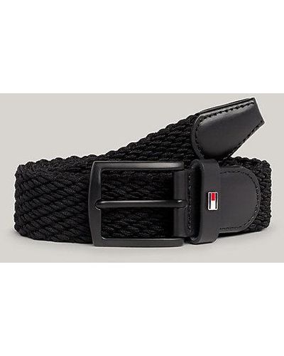 Tommy Hilfiger Cinturón Denton trenzado de rayas - Negro