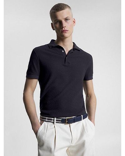 Tommy Hilfiger Slim Fit Poloshirt aus Jacquard-Jersey - Blau