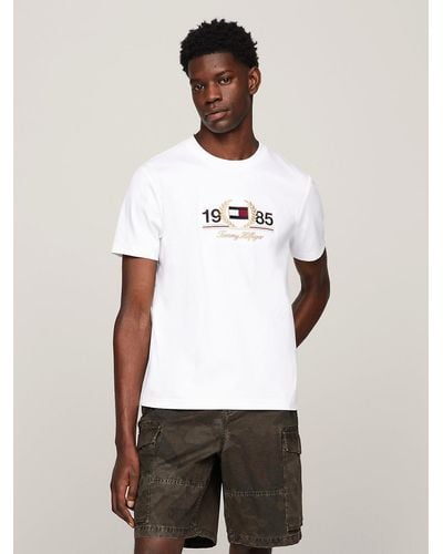 Tommy Hilfiger T-shirt à col ras-du-cou et logo brodé - Blanc