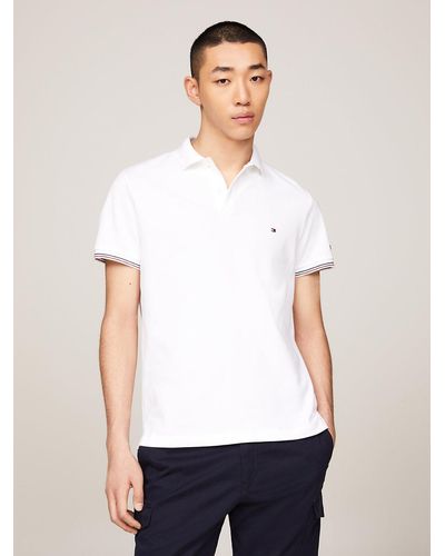 Tommy Hilfiger Contrast Placket Slim Fit Polo - White