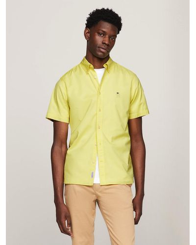 Tommy Hilfiger Poplin Short Sleeve Regular Fit Shirt - Yellow