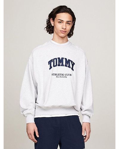 Tommy Hilfiger Boxy Fit Garment-dyed Varsity Sweatshirt - Wit