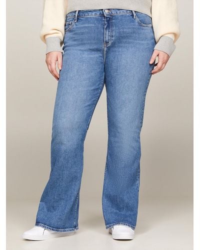 Tommy Hilfiger Curve High Rise Bootcut Faded Jeans - Blue
