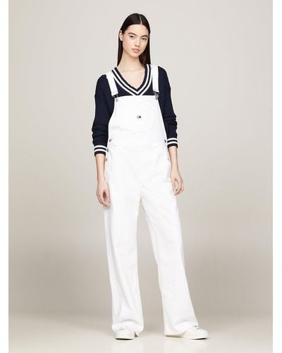 Tommy Hilfiger Classics Daisy Baggy Denim Dungarees - White