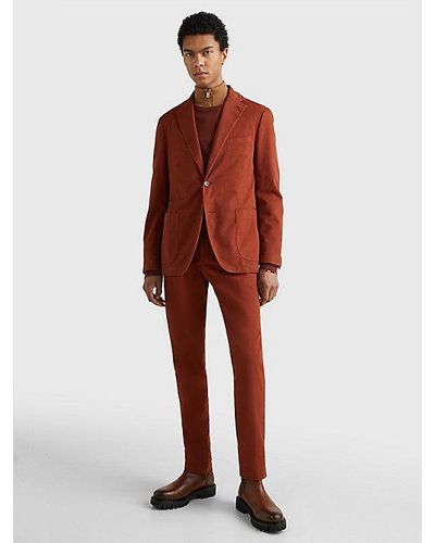 Tommy Hilfiger Stückgefärbter Anzug aus Stretch-Twill - Rot