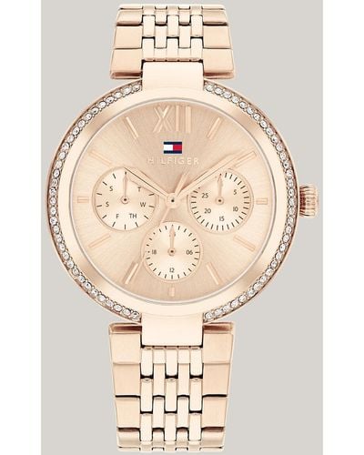 Tommy Hilfiger Crystal Bezel Ionic Carnation Gold-plated Watch - Natural