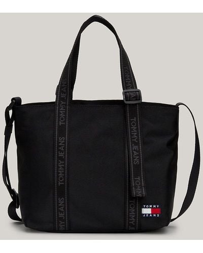 Tommy Hilfiger Essential Repeat Logo Strap Small Tote - Black