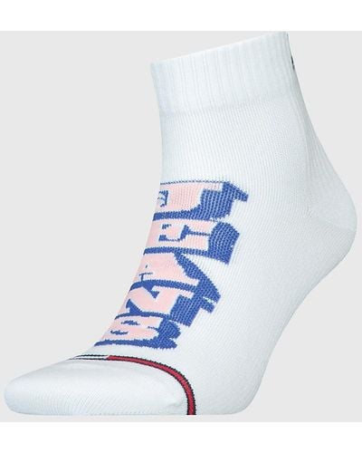 Tommy Hilfiger Socquettes côtelées à logo - Blanc