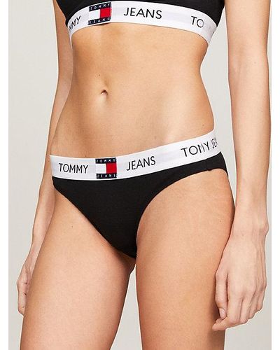 Tommy Hilfiger Parte inferior de bikini con logo Heritage - Negro