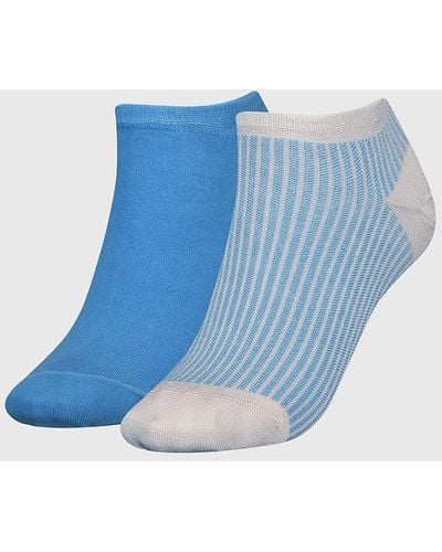 Tommy Hilfiger Lot de 2 paires de chaussettes de sport rayées - Bleu