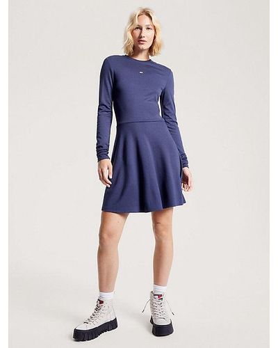 Tommy Hilfiger Essential Fit And Flare-jurk - Blauw