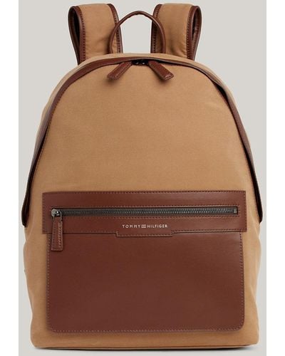Tommy Hilfiger Classics Leather Trim Dome Backpack - Natural