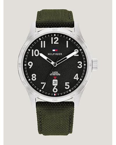 Tommy Hilfiger Roestvrijstalen Horloge Met Cordura® Bandje - Zwart