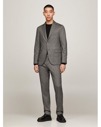 Tommy Hilfiger Houndstooth Check Jersey Two Piece Suit - Grey