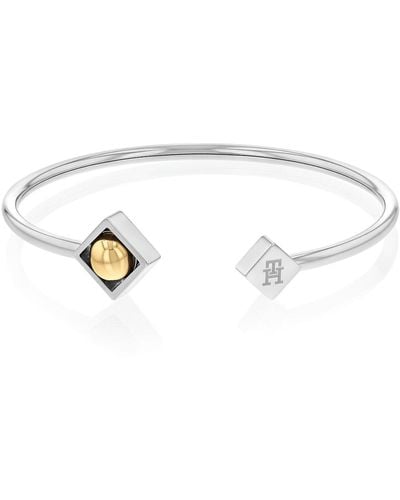 Tommy Hilfiger Bracelet en forme de C avec perle plaquée or - Neutre