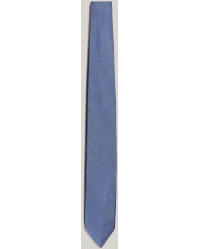 Tommy Hilfiger Cravate tissée en pure soie - Bleu