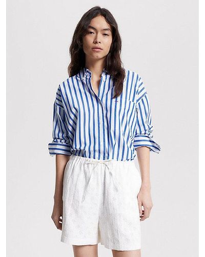 Tommy Hilfiger Tommy Icons Gestreepte Oversized Blouse - Blauw