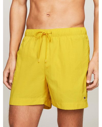 Tommy Hilfiger Th Essential Drawstring Mid Length Swim Shorts - Yellow