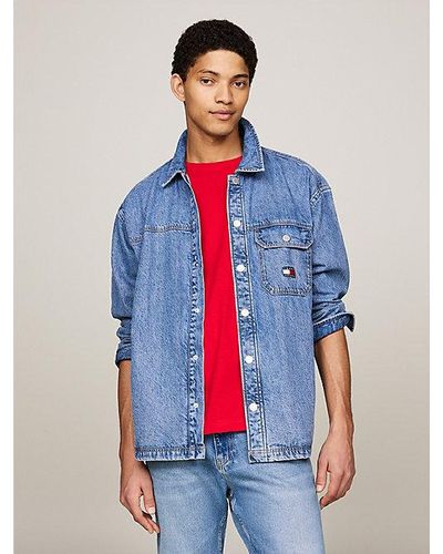 Tommy Hilfiger Essential Casual Fit Overshirt aus Denim - Rot