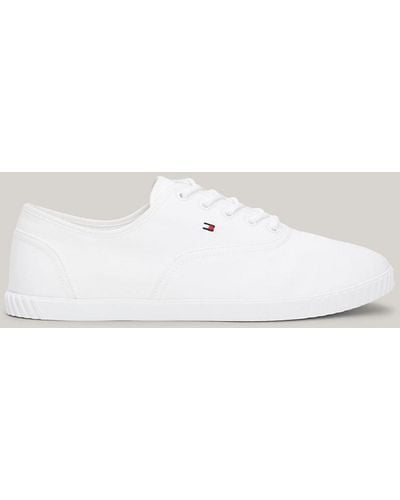 Tommy Hilfiger Essential Flag Embroidery Canvas Trainers - White