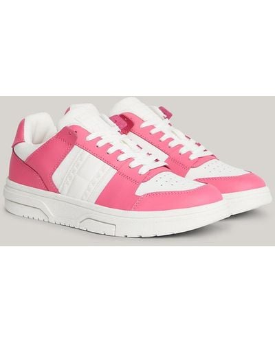Tommy Hilfiger The Brooklyn Leather Contrast Panel Skate Trainers - Pink
