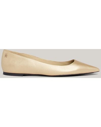 Tommy Hilfiger Essential Leather Pointed Ballerinas - Natural