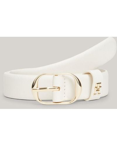 Tommy Hilfiger Casual Oval Buckle Leather Belt - Natural