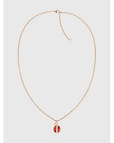 Tommy Hilfiger Rosévergulde Ketting Met Hanger Met Carneool - Wit