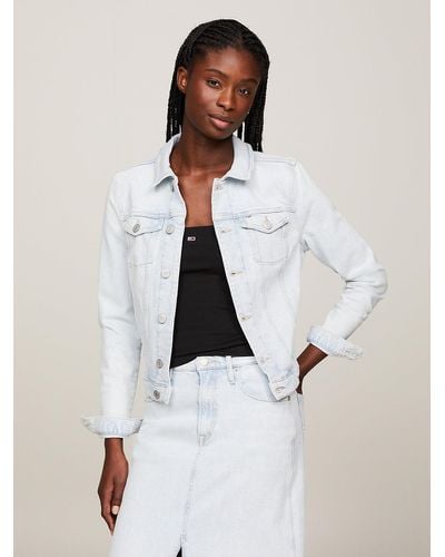 Tommy Hilfiger Veste Trucker ajustée en denim - Blanc