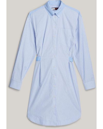 Tommy Hilfiger Crest Ithaca Stripe Midi Shirt Dress - Blue