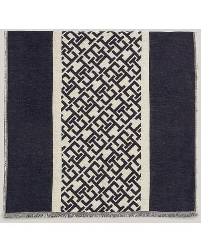 Tommy Hilfiger Essential Chic Th Monogram Wool Scarf - Blue