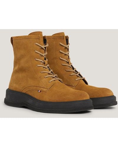 Tommy Hilfiger Water Repellent Suede Lace-up Ankle Boots - Brown