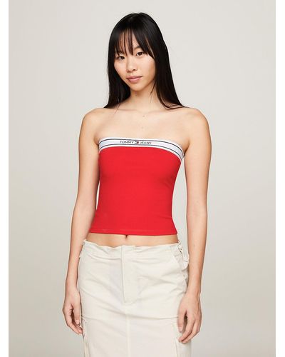 Tommy Hilfiger Logo Tape Pull-on Tube Top - Red