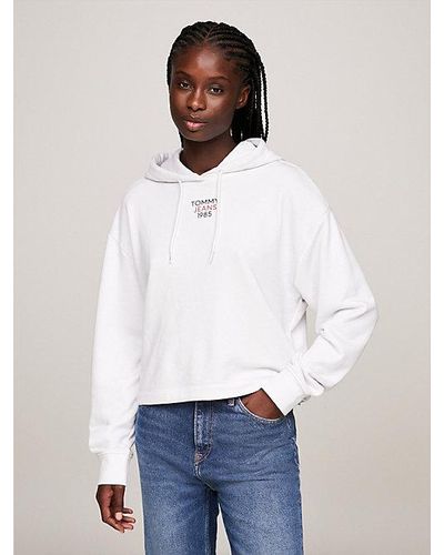 Tommy Hilfiger Essential Cropped Relaxed Hoodie - Wit