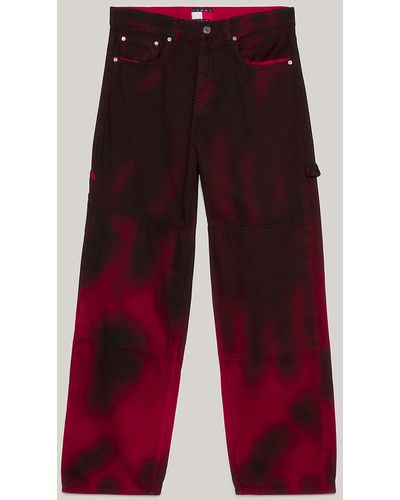 Tommy Hilfiger Wide Leg Garment Dyed Jeans - Red