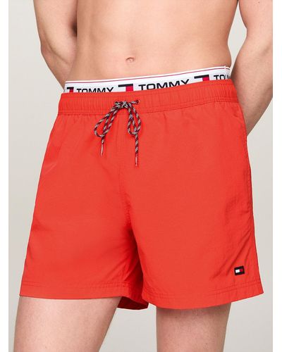 Tommy Hilfiger Short de bain mi-long à motif logo - Rouge
