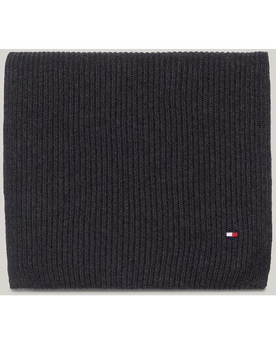 Tommy Hilfiger Essential Rib-knit Flag Embroidery Scarf - Grey