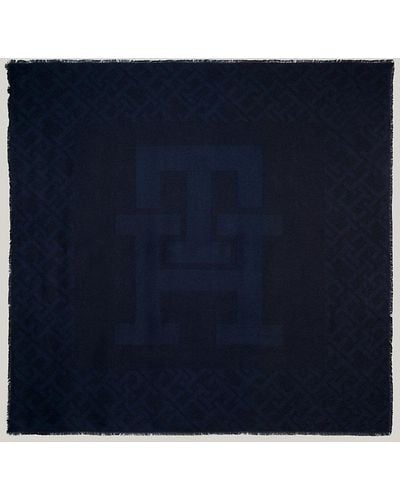 Tommy Hilfiger Grand carré Essential Chic à monogramme TH - Bleu