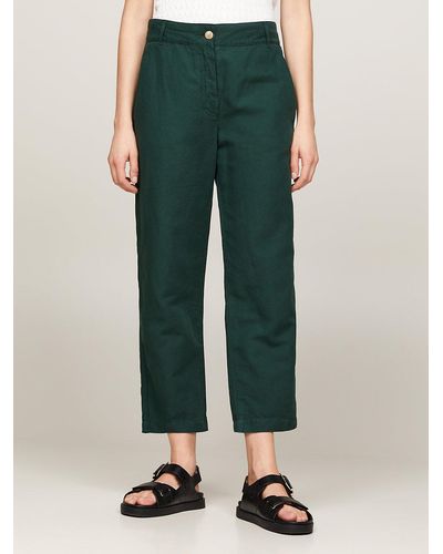 Tommy Hilfiger Straight Wide Leg Trousers - Green